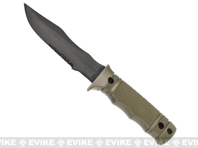 Matrix M37-K Seal Pup Type Rubber Training Knife w/ Hardshell Sheath Airsoft Movie Prop (Color: Tan)