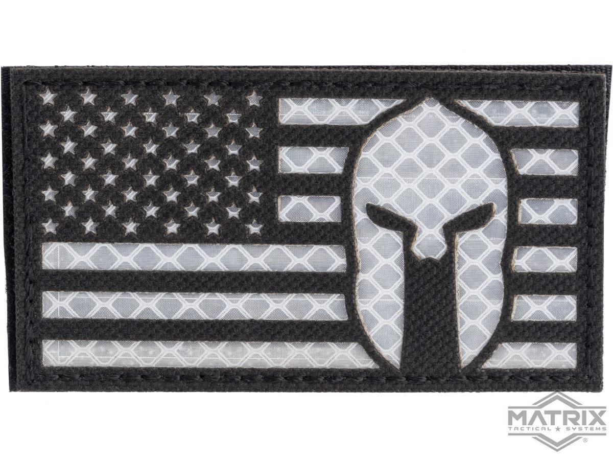 Matrix Reflective Molon US Flag Patch w/ Nylon Bordering (Color: Black / Left)