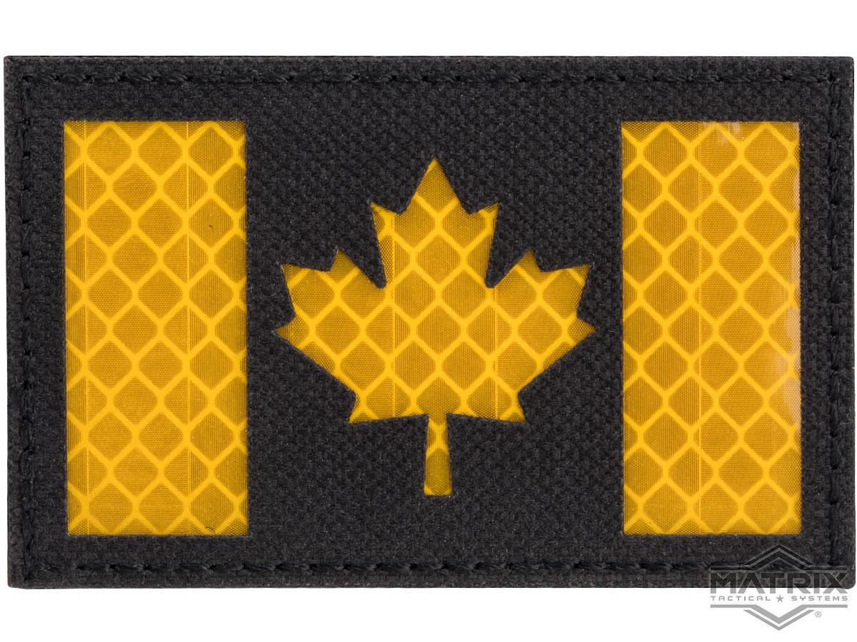 Matrix Reflective Canada Flag Patch w/ Nylon Bordering (Color: Black / Yellow)