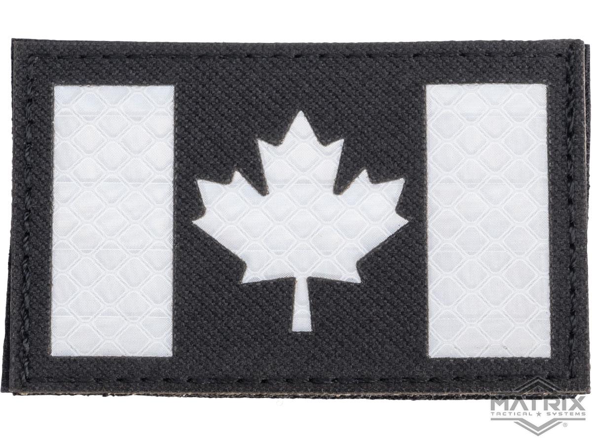Matrix Reflective Canada Flag Patch w/ Nylon Bordering (Color: Black)