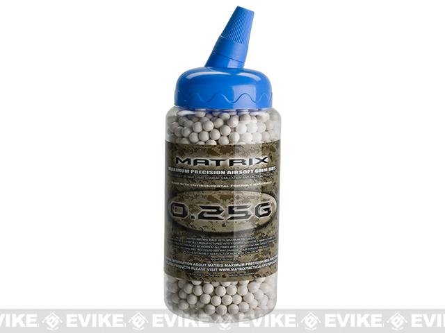 Matrix Match Grade 6mm Airsoft BB with Fast Loading Bottle (Weight: .25g / 2000 Rounds / White)