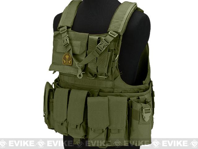 Matrix Assault Plate Carrier Vest w/ Cummerbund & Pouches (Color: OD Green)