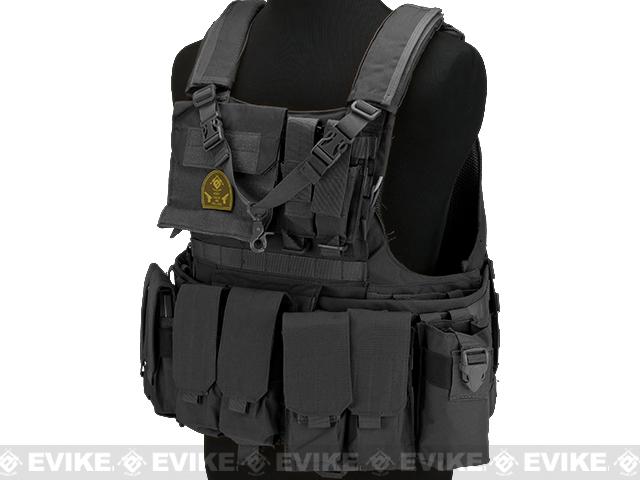 Matrix Assault Plate Carrier Vest w/ Cummerbund & Pouches (Color: Black)