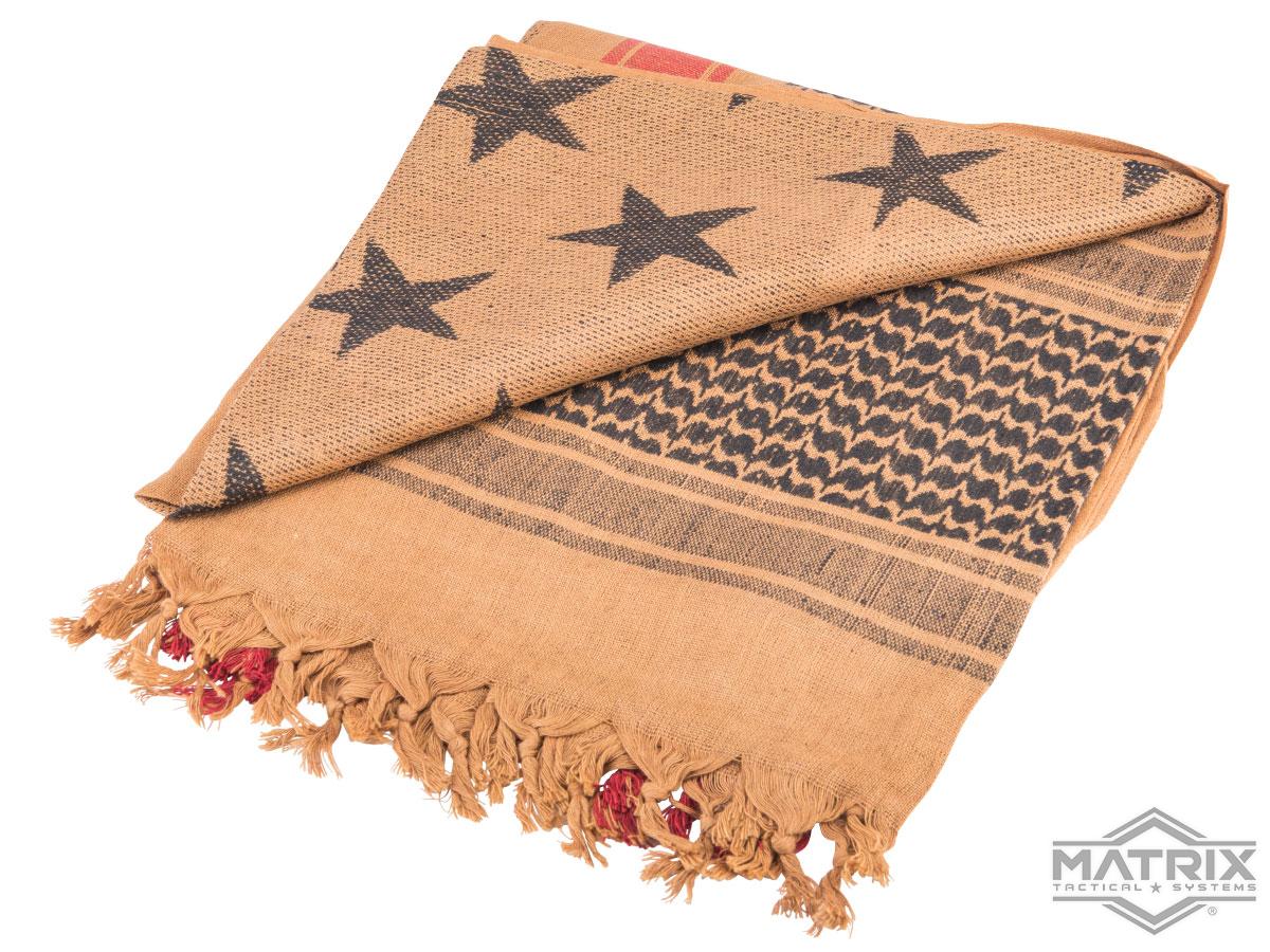 Matrix Woven Stylized Desert Shemagh / Scarves (Color: Brown - Red - Black Star)