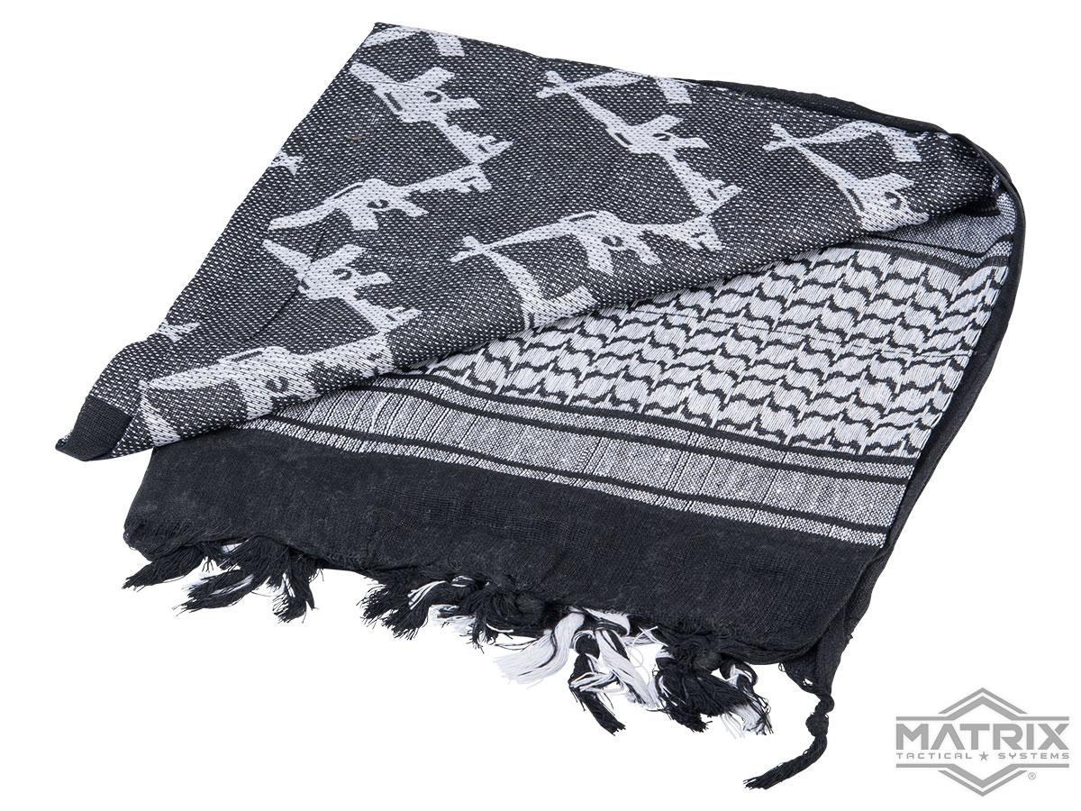 Matrix Woven Stylized Desert Shemagh / Scarves (Color: Black - White Gun)