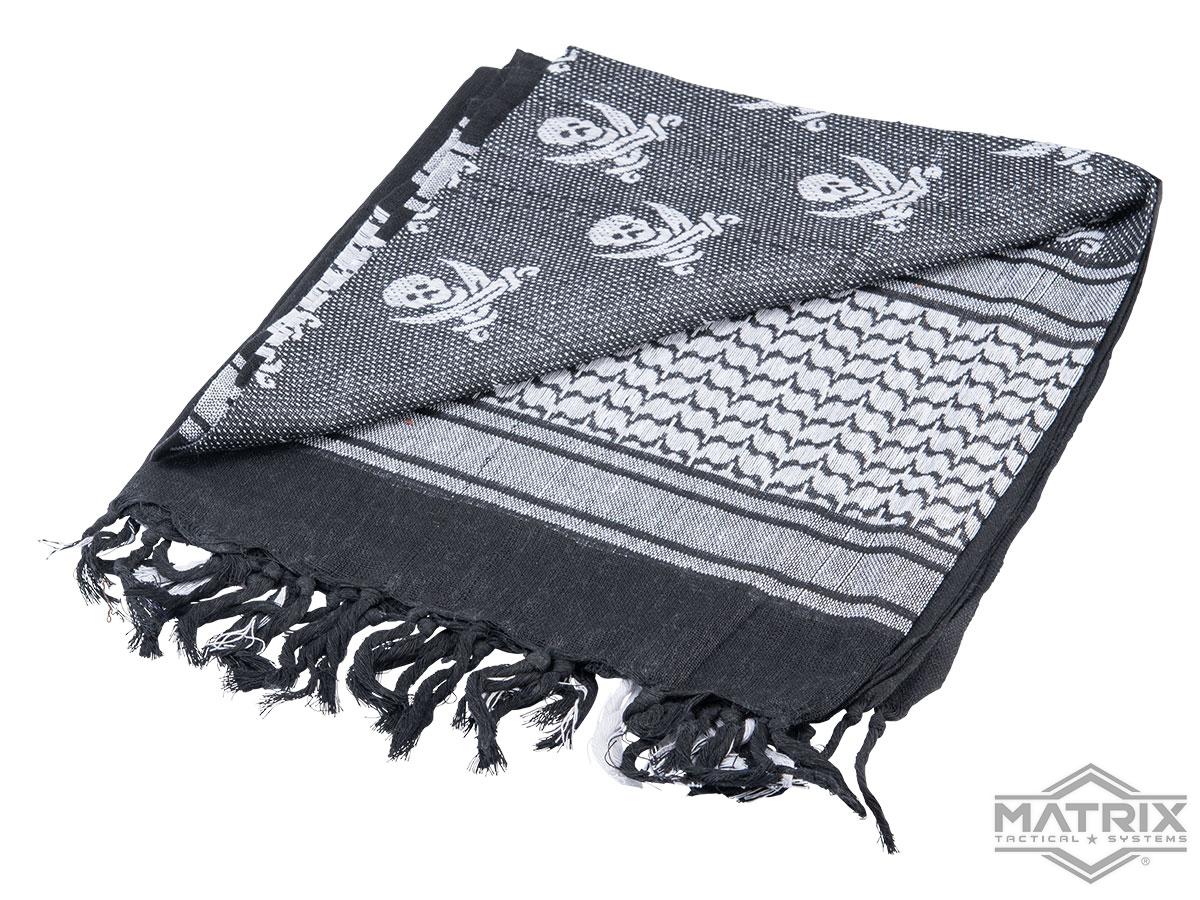 Matrix Woven Stylized Desert Shemagh / Scarves (Color: Black - White Skull)