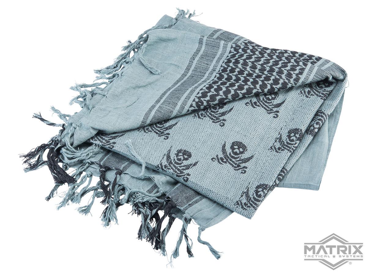 Matrix Woven Stylized Desert Shemagh / Scarves (Color: Gray - Black Skull)