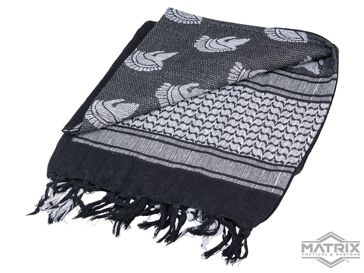 Matrix Woven Stylized Desert Shemagh / Scarves (Color: Black - White Spartan)