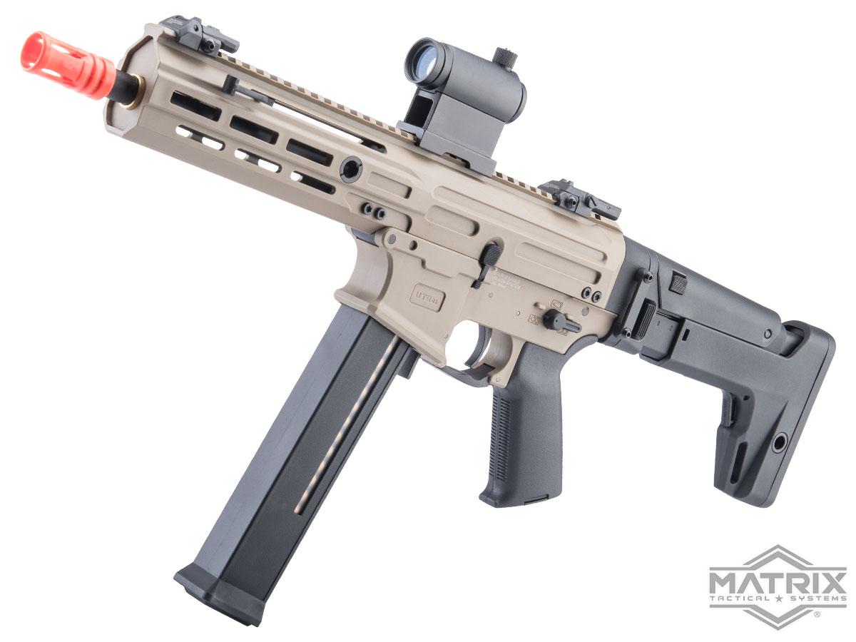 Matrix x Double Eagle UTR45 Airsoft AEG SMG w/ M-LOK Handguard and Falcon Gearbox (Model: 350 FPS / Tan)