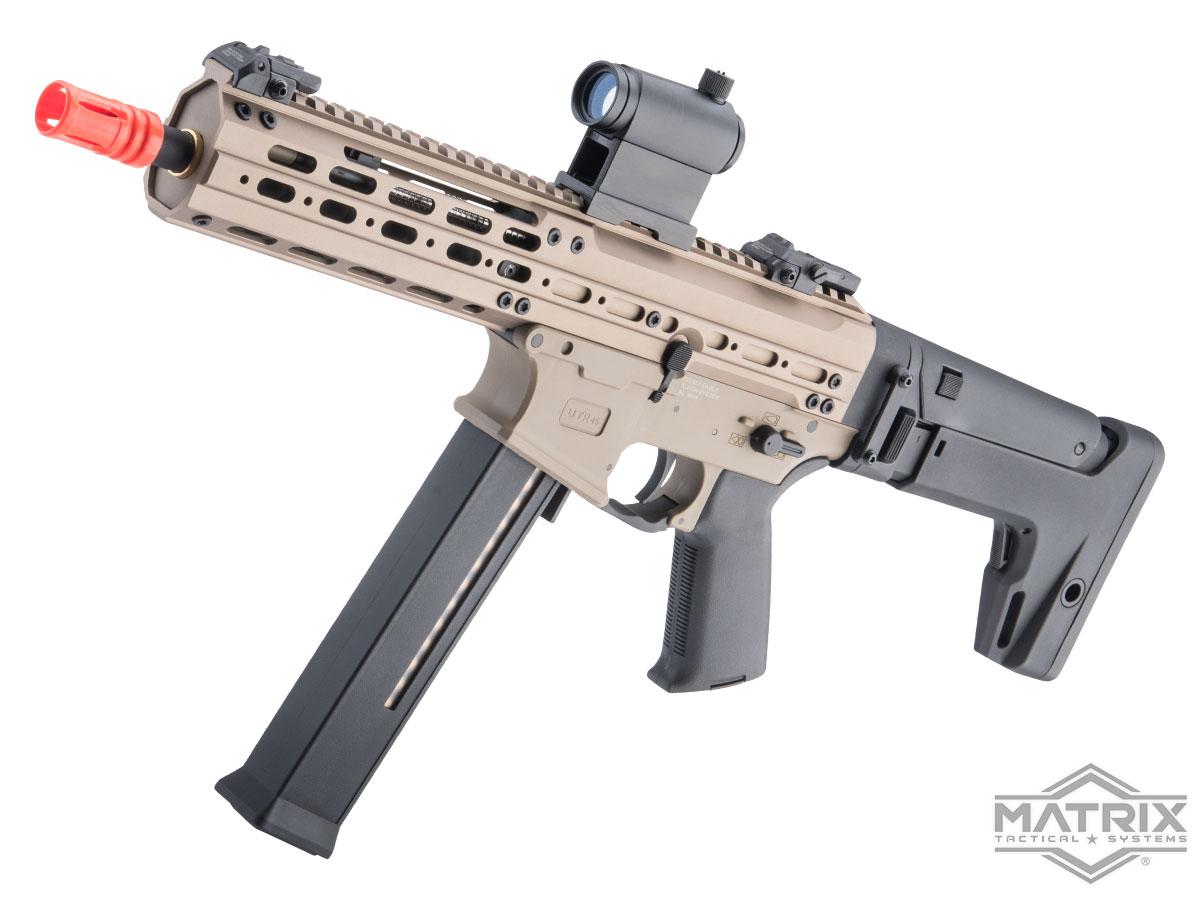 Matrix x Double Eagle UTR45 Airsoft AEG SMG w/ Modular Handguard and Falcon Gearbox (Model: 350 FPS / Tan)