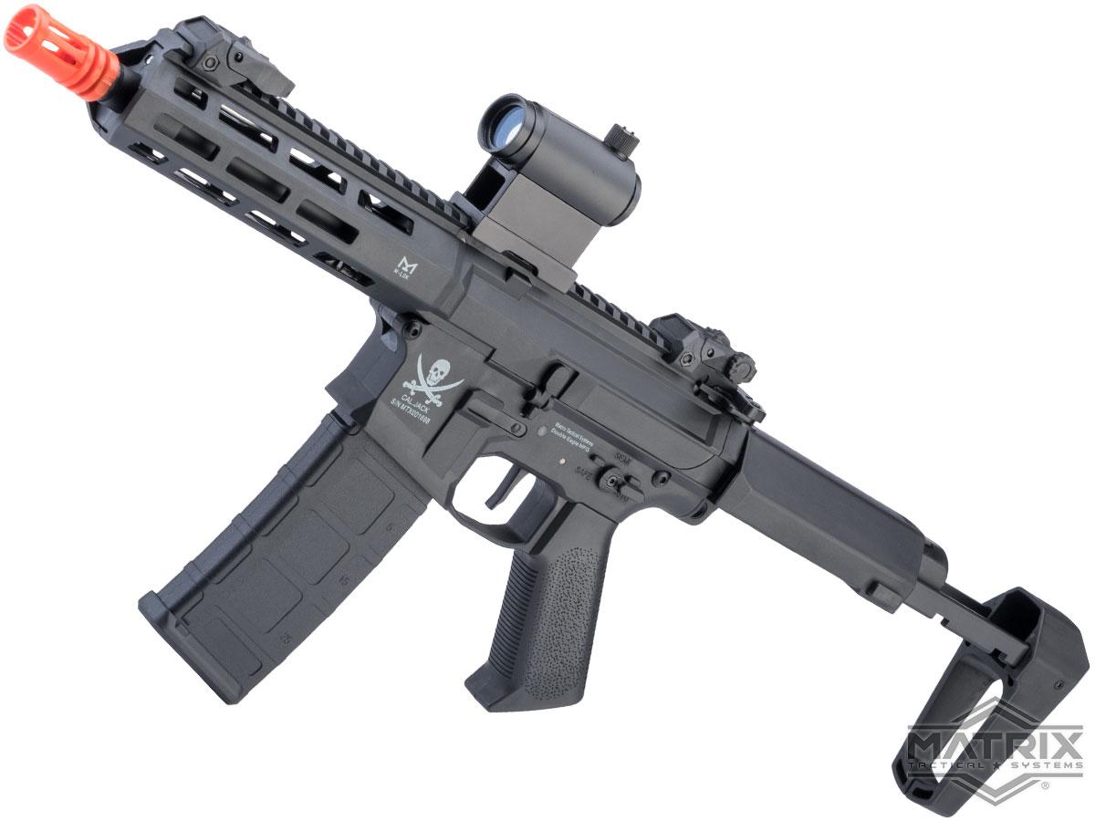 Matrix Calico Jack Polymer M4 Airsoft AEG Rifle w/ M-LOK Handguard & MOSFET (Model: PDW / Polymer Handguard / Tanker Stock / Black)