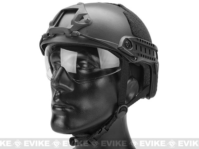 Matrix Basic High Cut Ballistic Type Tactical Airsoft Bump Helmet w/ Flip-down Visor (Color: Black)