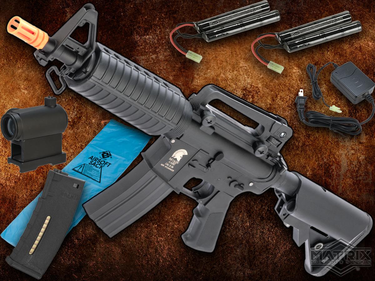 Matrix / S&T Sportsline M4 Airsoft AEG Rifle w/ G3 Micro-Switch Gearbox (Model: M4 CQB 300 FPS / Black / Go Airsoft Package)