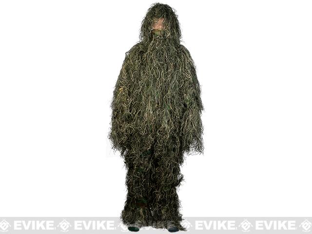 Matrix Full Body 3-Piece Concealment Ghillie Suit Set - Woodland/Green
