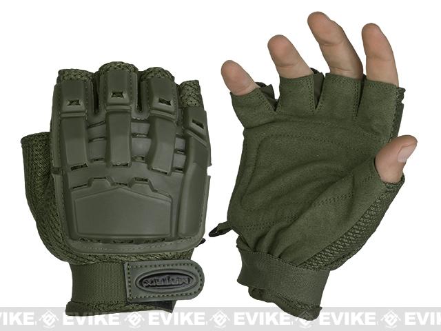 Matrix Half Finger Tactical Gloves (Color: OD Green / XS-S)