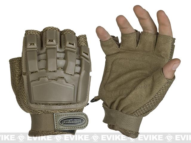 Matrix Half Finger Tactical Gloves (Color: Tan / MD-LG)