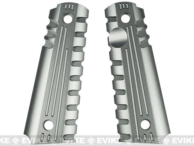 Matrix Aluminum CNC Grip for 1911 Series Airsoft GBB Pistols (Color: Titanium Gray)
