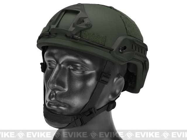 Matrix MICH 2001 Fiberglass Airsoft Helmet w/ NVG Mount & Side Rail (Color: OD Green)