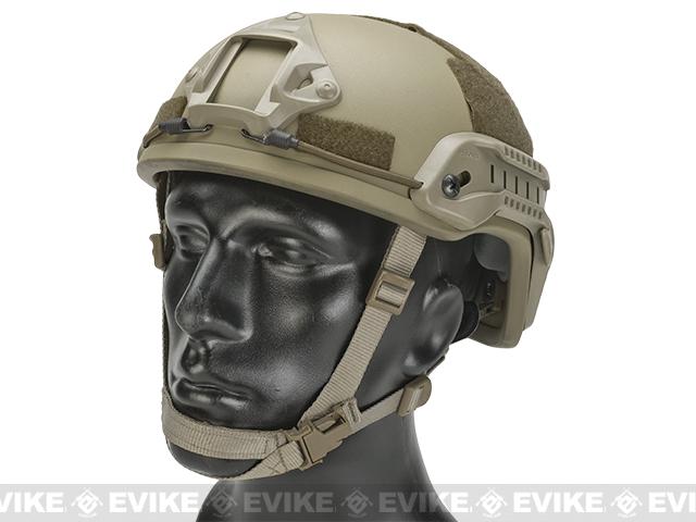 Matrix MICH 2001 Fiberglass Airsoft Helmet w/ NVG Mount & Side Rail (Color: Tan)