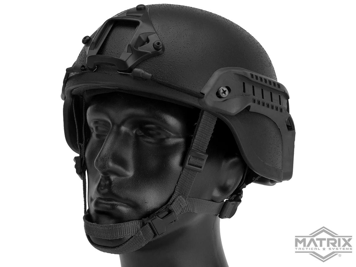 Matrix MICH 2000 Fiberglass Airsoft Helmet w/ NVG Mount & Side Rail (Color: Black)