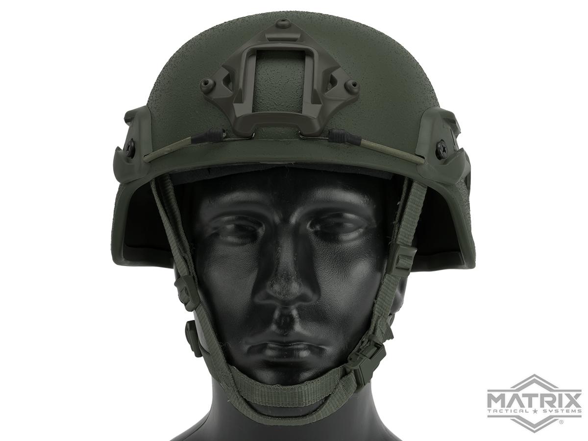 Matrix MICH 2000 Fiberglass Airsoft Helmet w/ NVG Mount & Side Rail ...