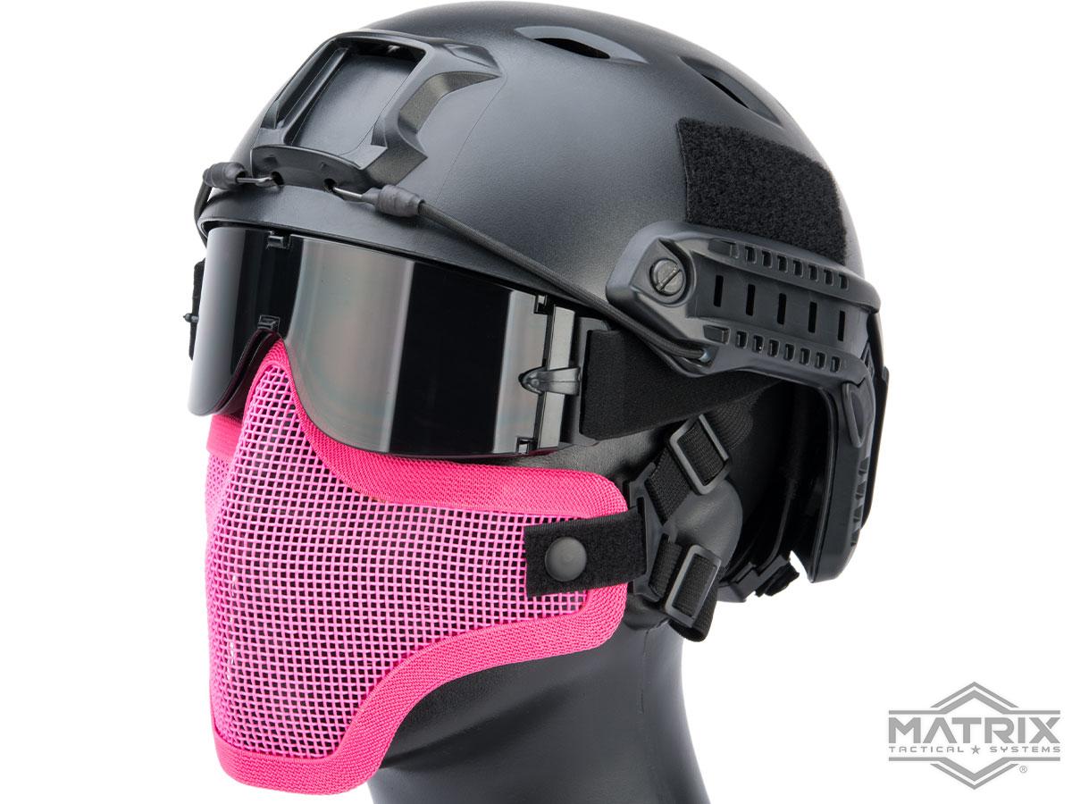 Matrix Iron Face Carbon Steel Mesh Striker V1 Lower Half Mask (Color: Pink)