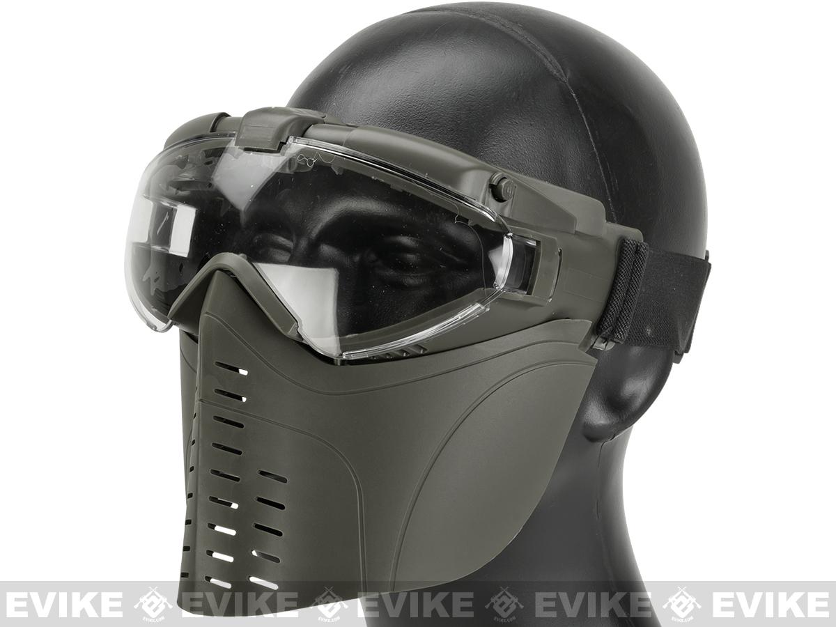 Matrix Full Face Mask Set with Full Seal Goggles (Color: OD Green)