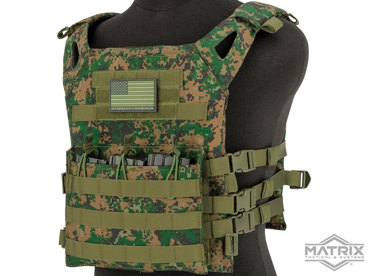 Matrix Level-1 Plate Carrier with Integrated Magazine Pouches (Color: Digital Woodland)