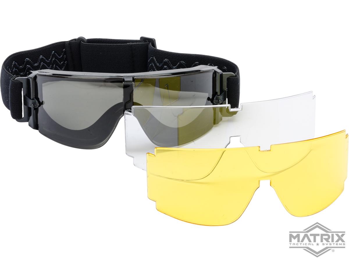 GX-1000 Anti-Fog Tactical Shooting Goggle System w/ CD Kane Strap by Matrix (Lens: 3-Lens Set / Black Frame)