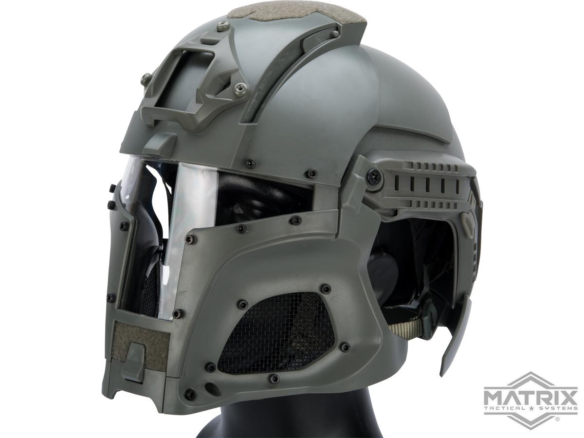 Matrix Medieval Iron Warrior Full Head Coverage Helmet / Mask / Goggle Protective System (Color: Grey)