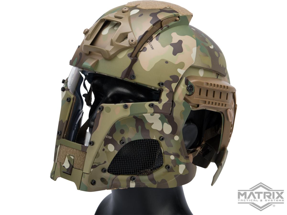 Matrix Medieval Iron Warrior Full Head Coverage Helmet / Mask / Goggle Protective System (Color: Multicam)