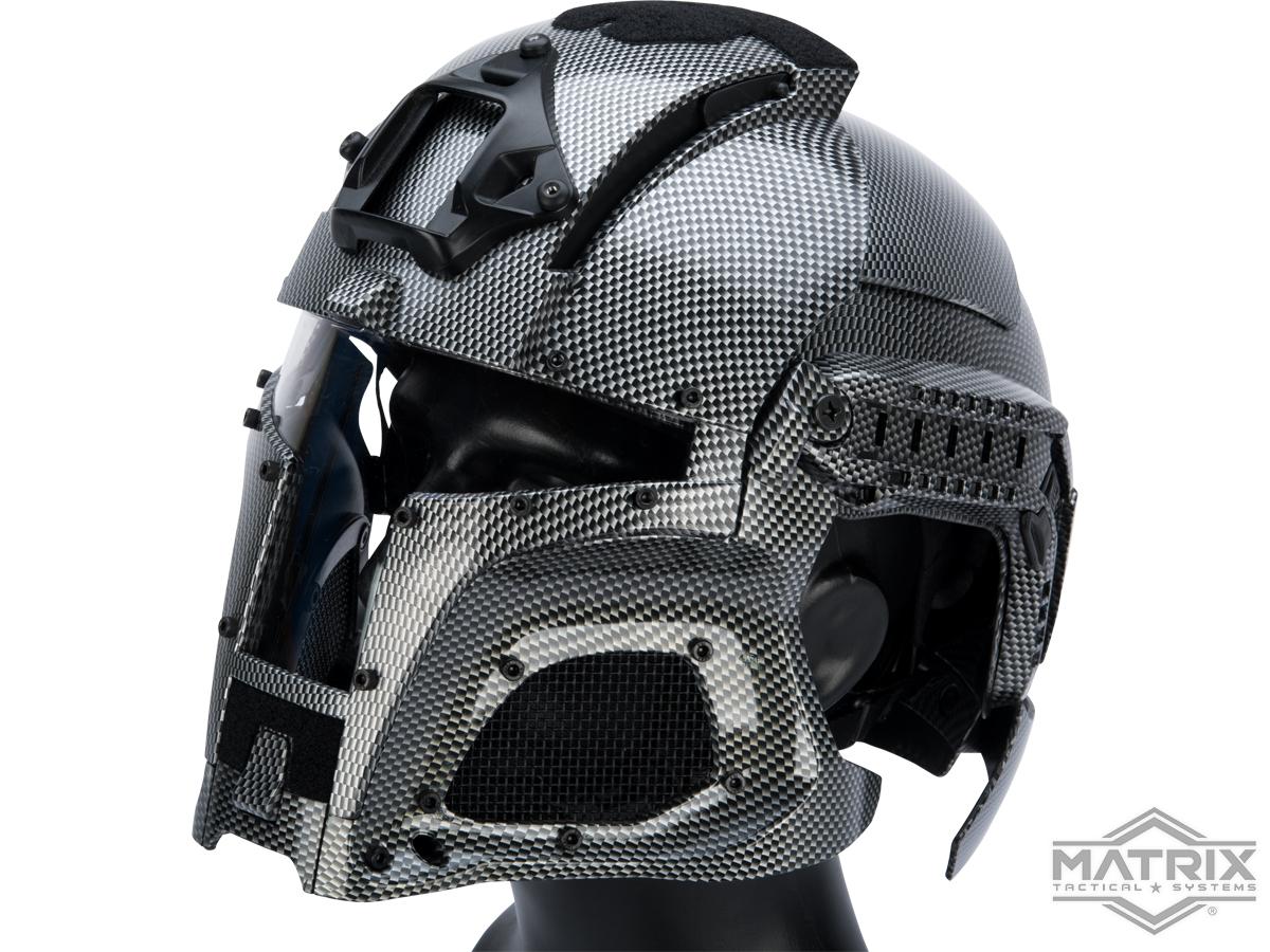 Matrix Medieval Iron Warrior Full Head Coverage Helmet / Mask / Goggle Protective System (Color: Carbon Fiber)