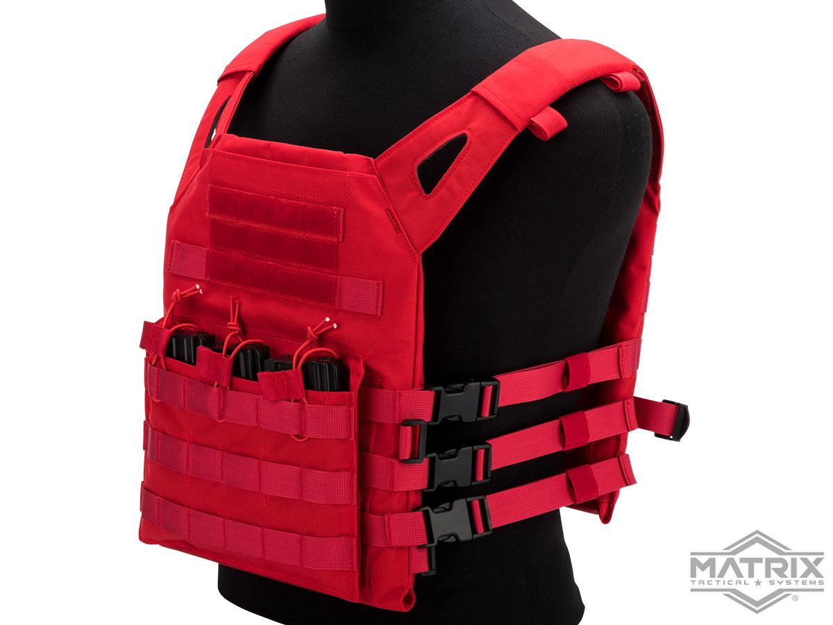 Matrix Level-1 Plate Carrier with Integrated Magazine Pouches (Color: Red)