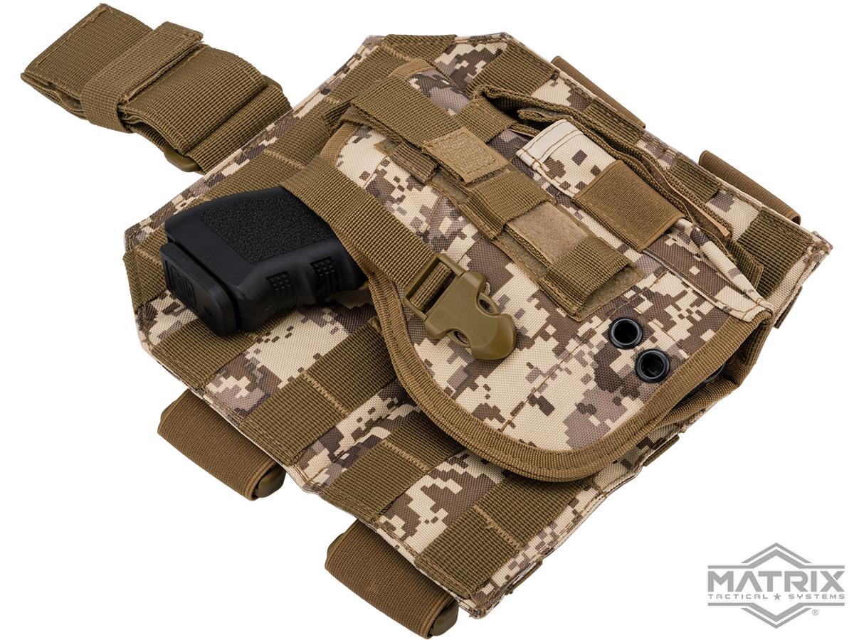 Matrix Tactical Dropleg MOLLE Panel w/ Universal MOLLE Holster (Color: Digital Desert)