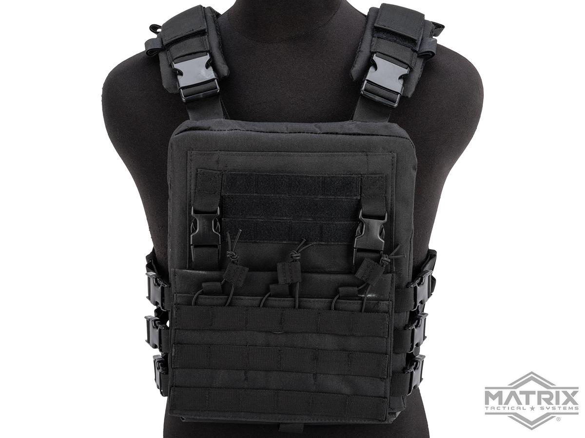 Matrix Adaptive Plate Carrier Vest w/ QD Assault Panel & Pack (Color: Black)