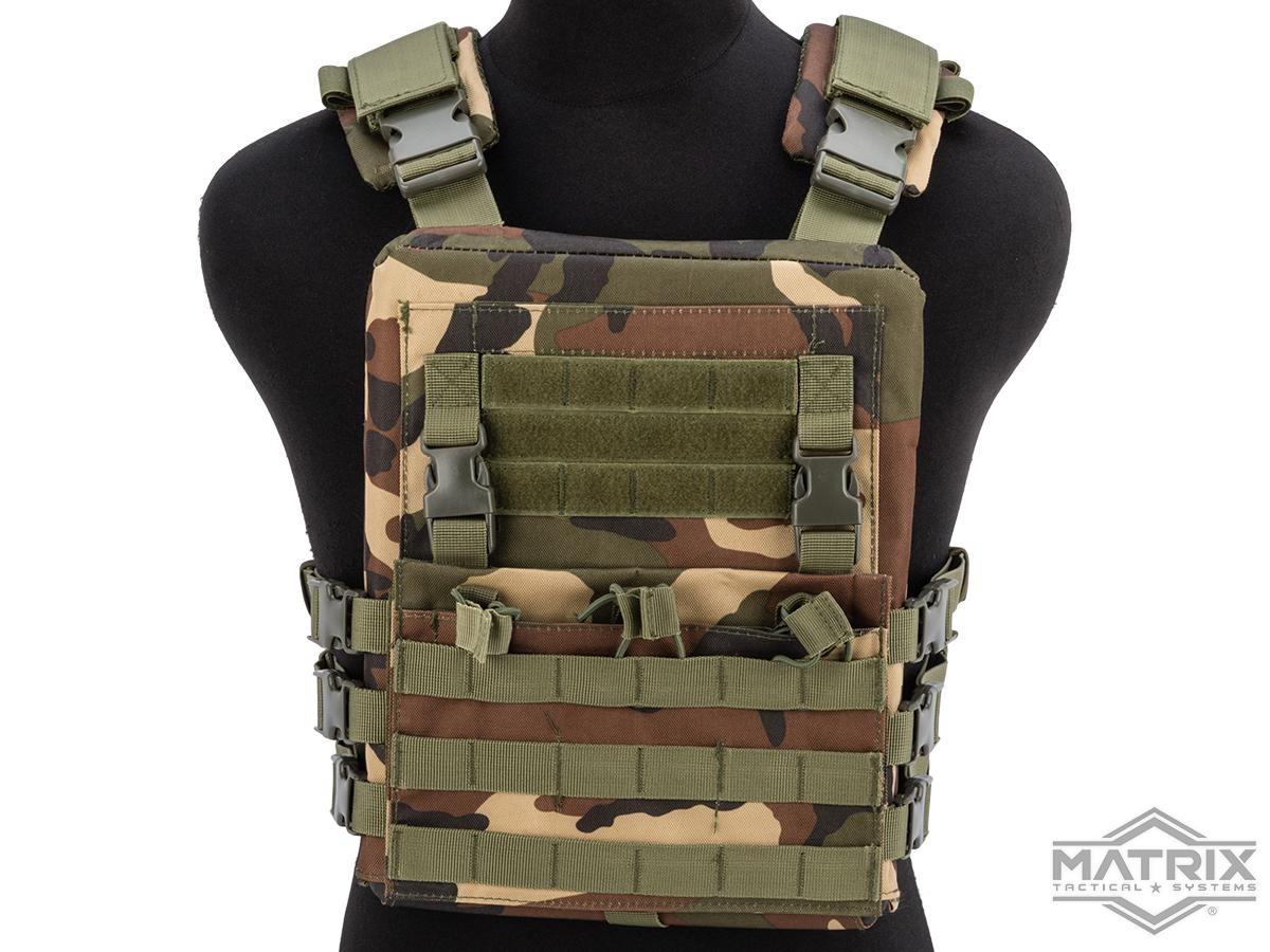 Matrix Adaptive Plate Carrier Vest w/ QD Assault Panel & Pack (Color: Woodland)