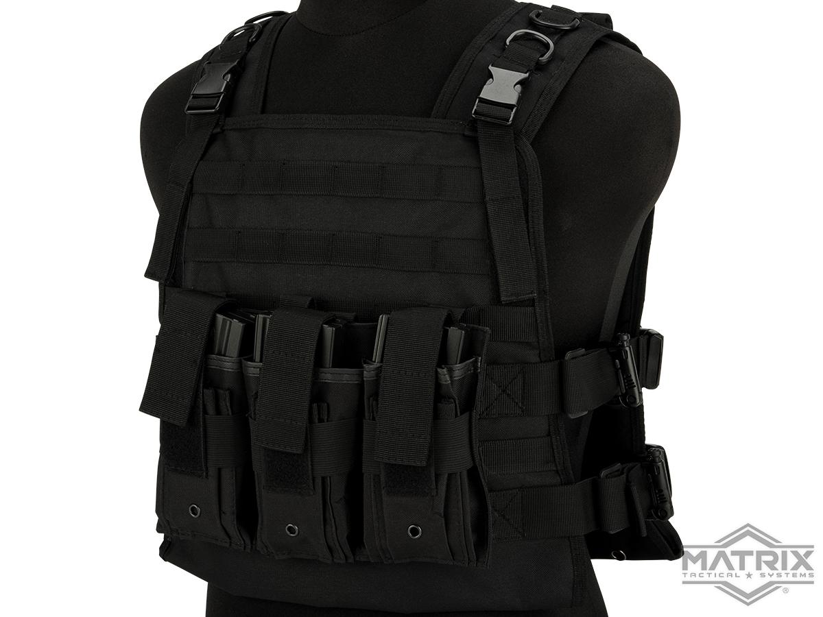 Matrix 600D MOLLE Plate Carrier Tactical Package with Hydration Carrier (Color: Black)