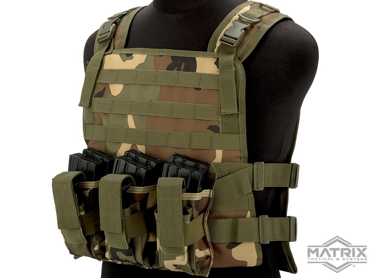 Matrix 600D MOLLE Plate Carrier Tactical Package with Hydration Carrier (Color: Woodland)