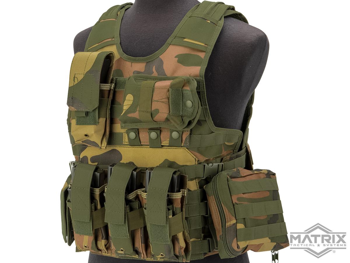 Matrix MEA Tactical Vest with M4 Magazine Pouches and Hydration Bladder (Color: Woodland)