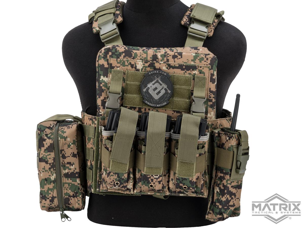 Matrix Adaptive Plate Carrier Vest w/ Cummerbund & Pouches (Color: Digital Woodland)