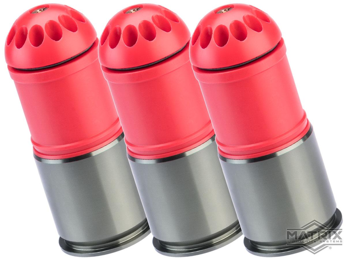 Matrix x MAG 120rd POM Airsoft Gas Grenade Shell (Color: Red / Pack of 3)