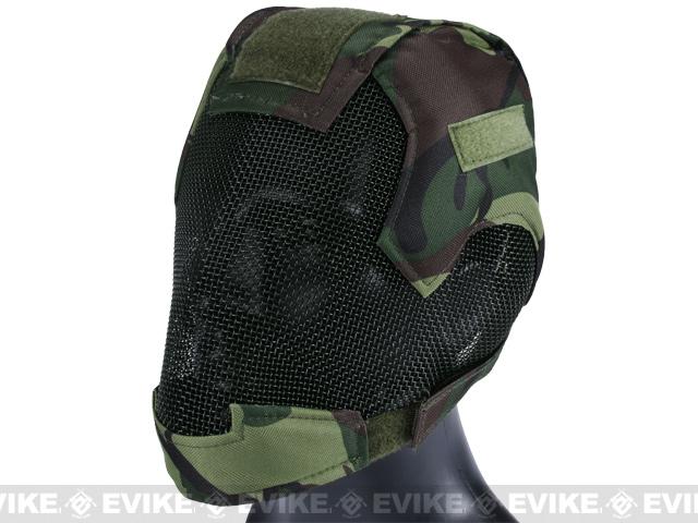 Matrix Striker Helmet Full Face Carbon Steel Mesh Mask (Color: Woodland Camo)