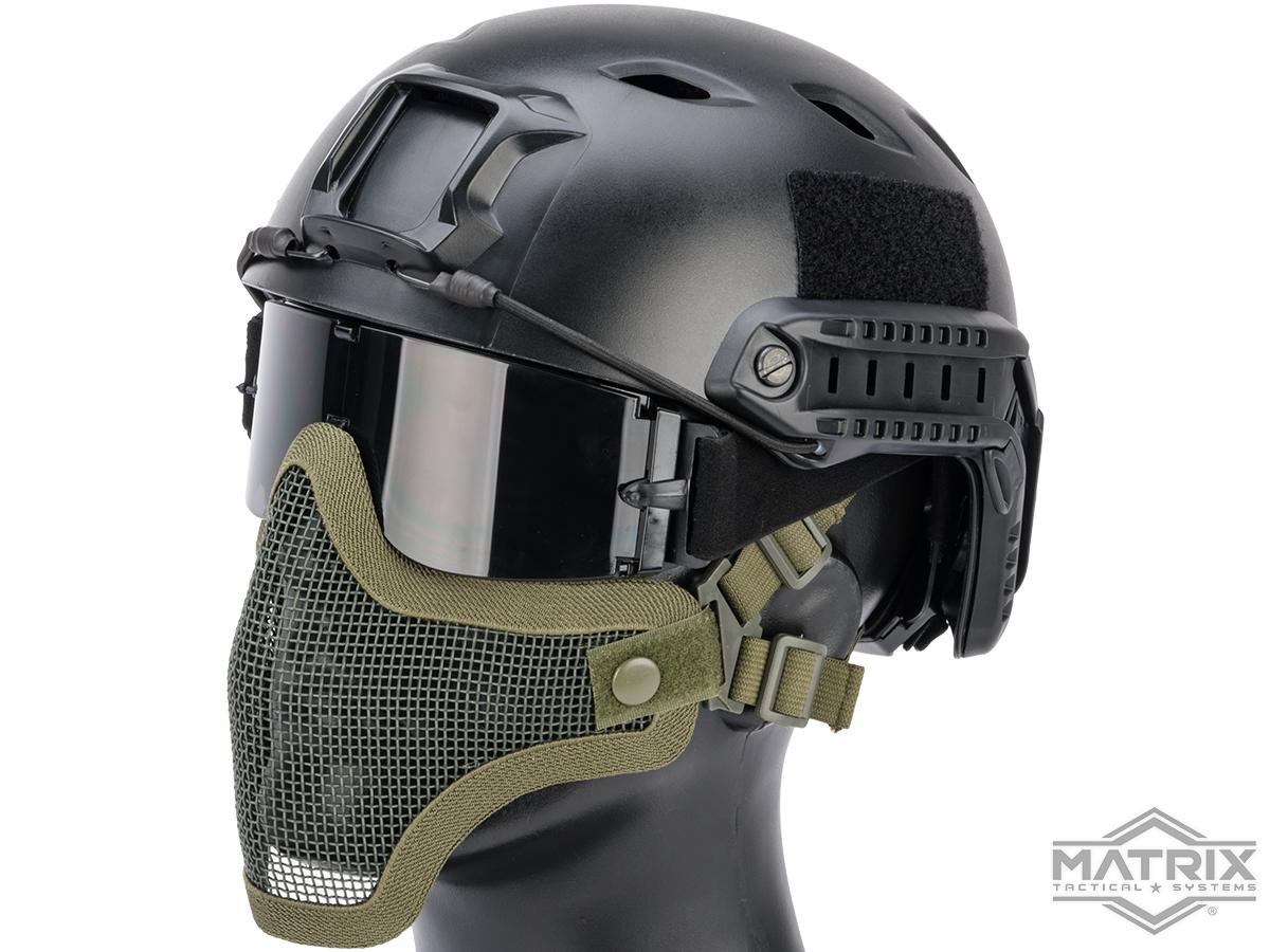 Matrix Iron Face Carbon Steel Mesh Striker V1 Lower Half Mask (Color: OD Green)