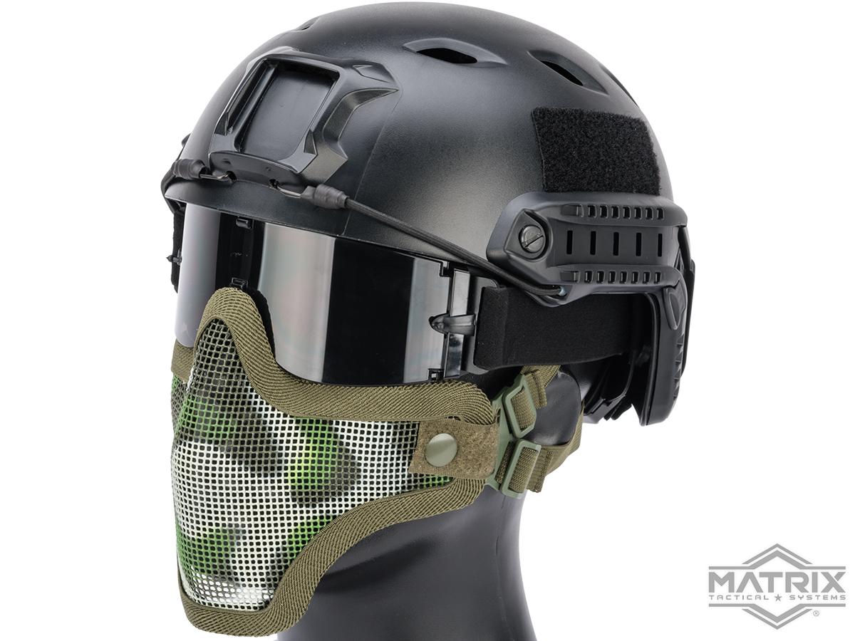 Matrix Iron Face Carbon Steel Mesh Striker V1 Lower Half Mask (Color: Woodland Camo)