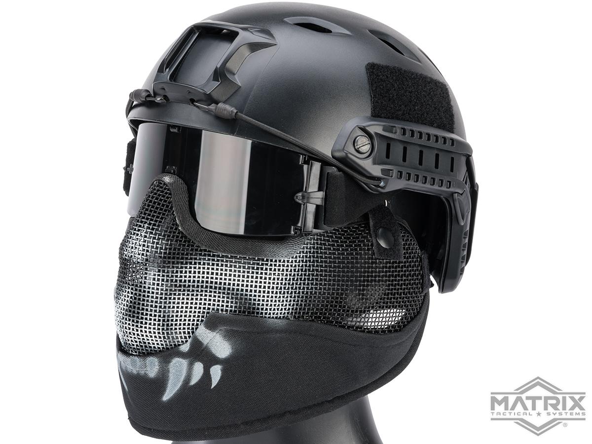 Matrix Iron Face Carbon Steel Striker Gen2 Metal Mesh Lower Half Mask (Color: Black / Skull)