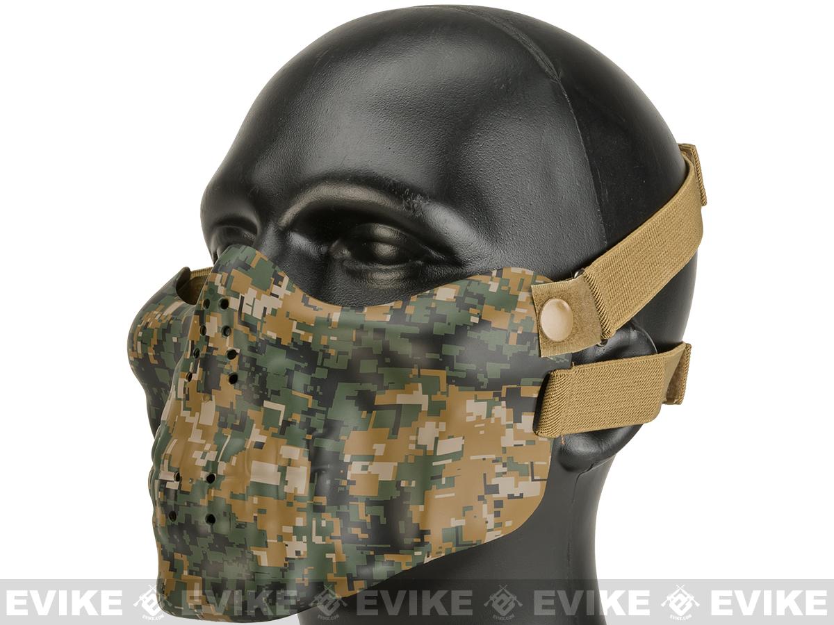 Matrix Iron Face Skull Imprint Nylon Lower Half Mask (Color: Digital Woodland)
