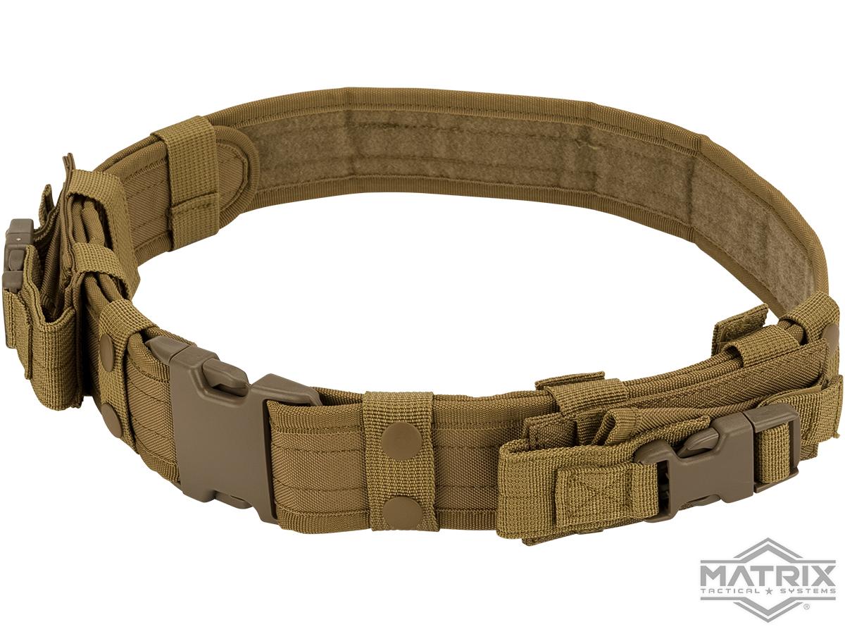 Matrix Ballistic Nylon Tactical Pistol Belt (Color: Tan w/ Mag Pouches)