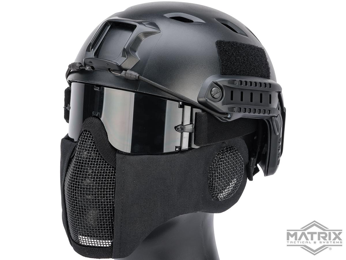 Matrix Carbon Striker Mesh Mask w/ Integrated Mesh Ear Protection (Color: Black)