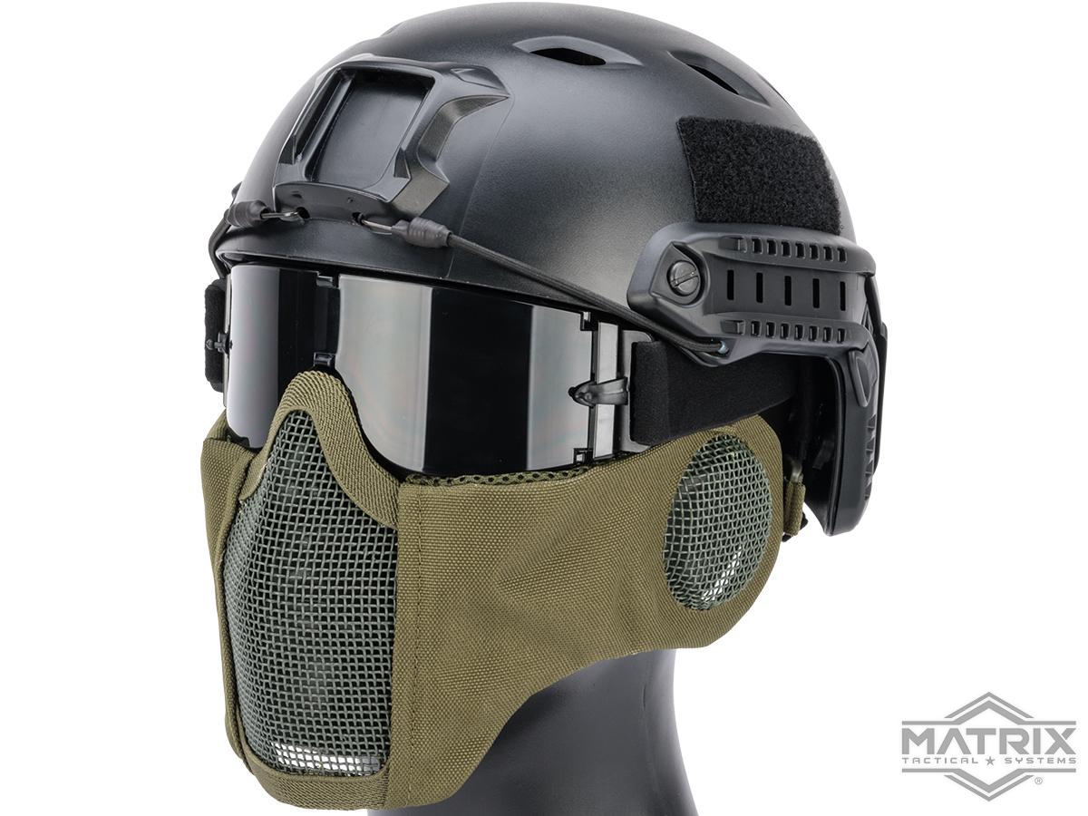 Matrix Carbon Striker Mesh Mask w/ Integrated Mesh Ear Protection (Color:  OD Green)