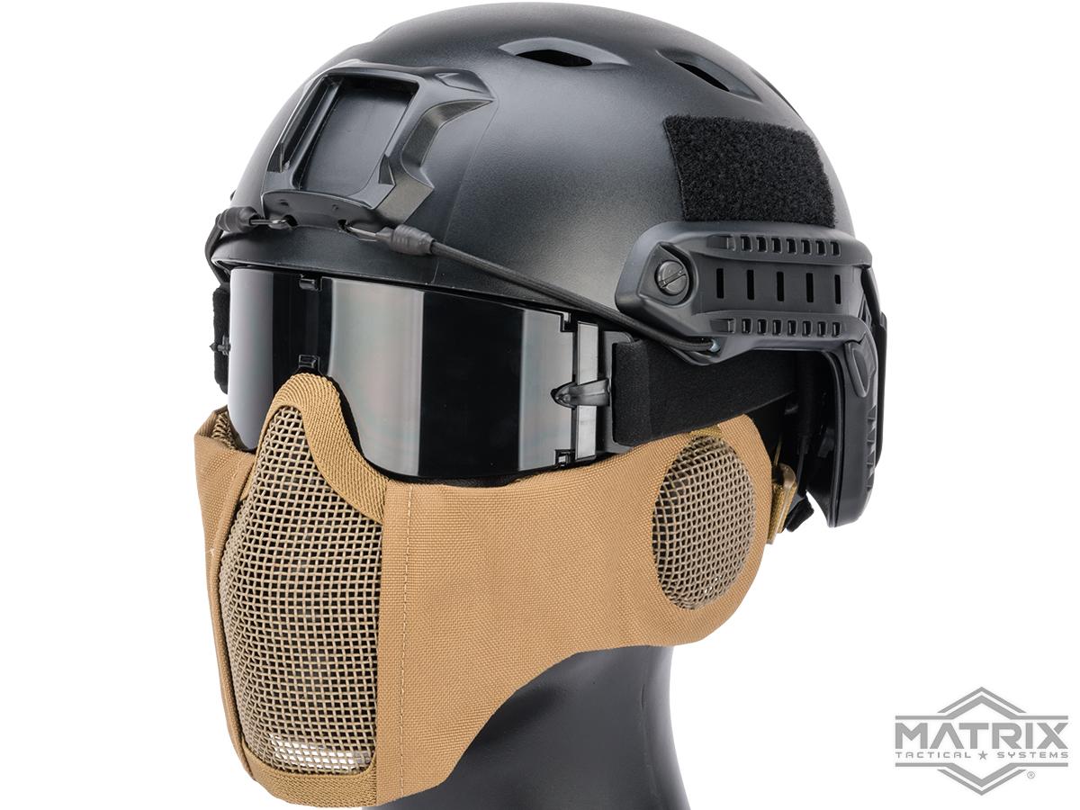 Matrix Carbon Striker Mesh Mask w/ Integrated Mesh Ear Protection (Color: Tan)